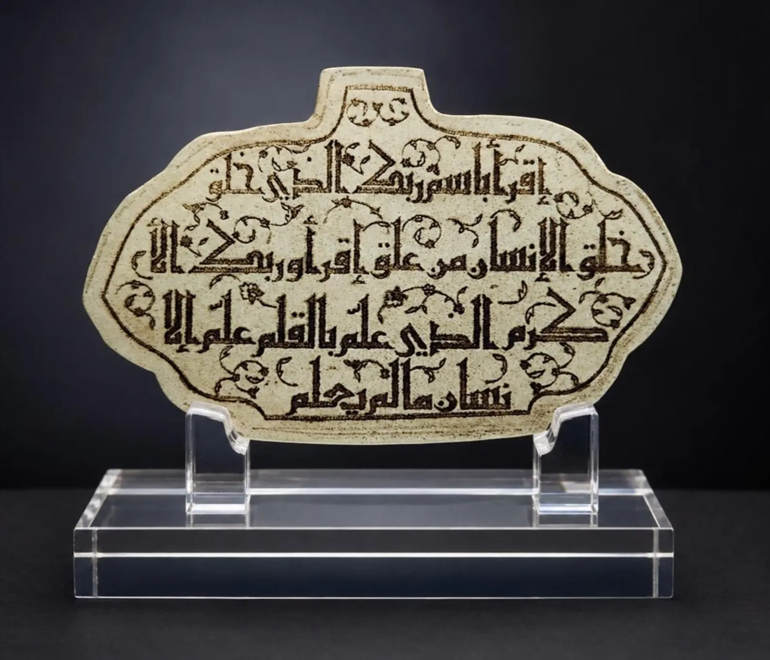 Islamic handengraved persian jade stone pendant